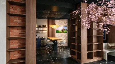 Rayonnages et coin détente de la future boutique de Riom