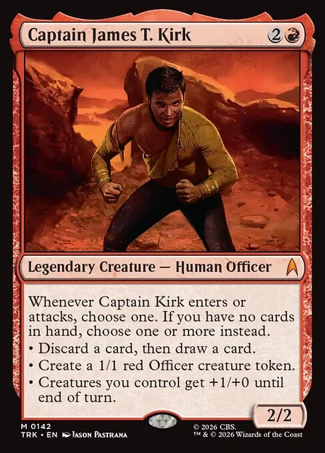 Carte Magic Captain James T. Kirk de l'extension Star Trek, créature légendaire humaine officier, rareté mythique