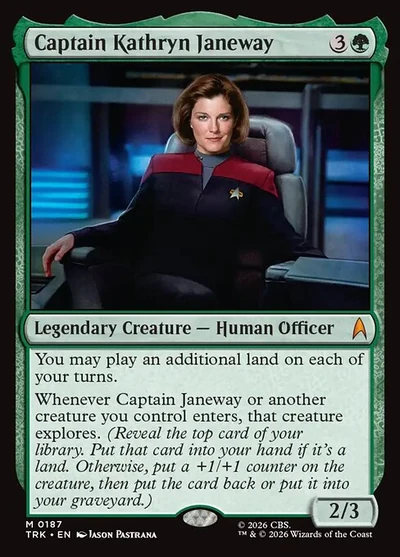 Carte Magic Captain Kathryn Janeway de l'extension Star Trek, créature légendaire humaine officier