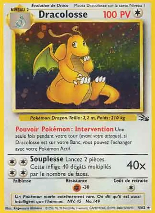 Dracolosse 4/62 Holo 1re Édition - PCA 8