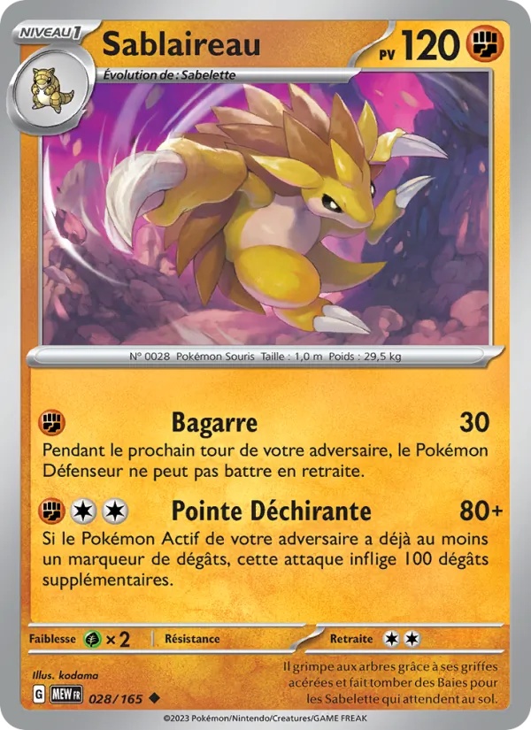 Sablaireau 028/165 - 151 - Pokémon JCC