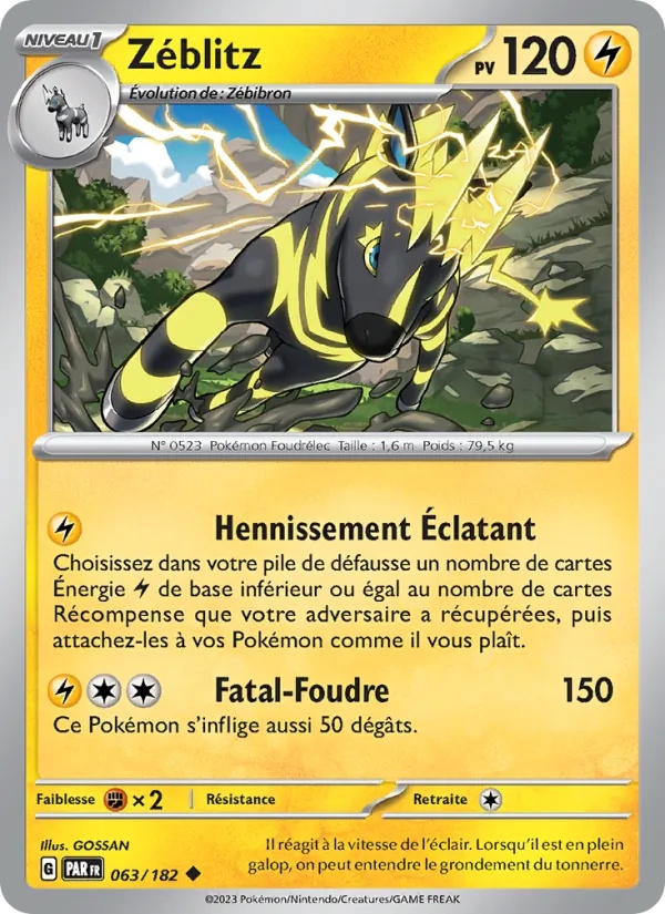 Zéblitz 063/182 - Faille Paradoxe - Pokémon JCC