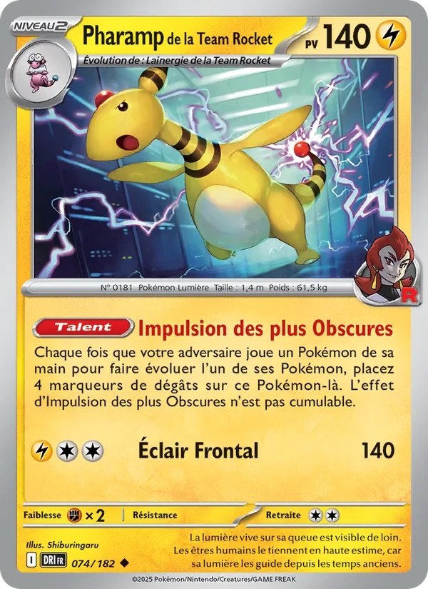 Pharamp de la Team Rocket 074/182 - Rivalités Destinées - Pokémon JCC