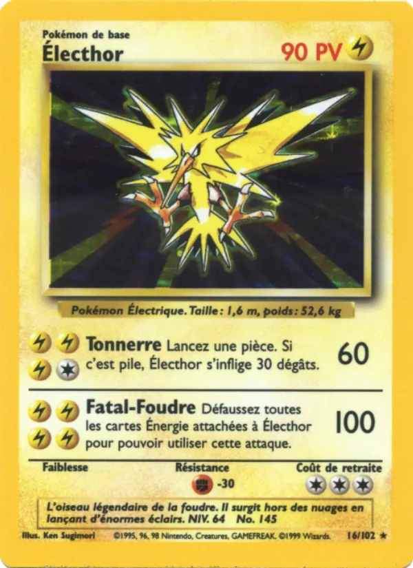 Électhor 16/102 - Set de Base - 1re Édition - Pokémon JCC