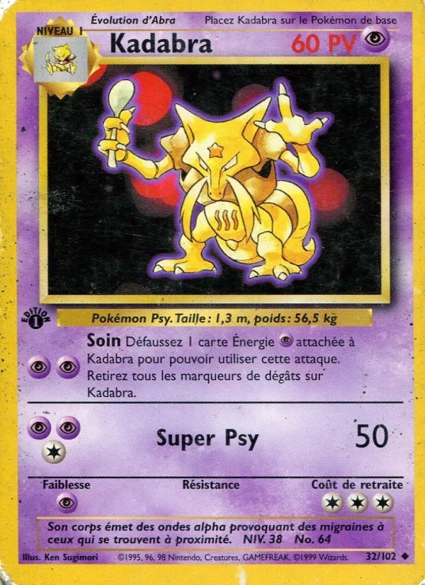 Kadabra 32/102 - Set de Base - Copyright 1999-2000 - Pokémon JCC