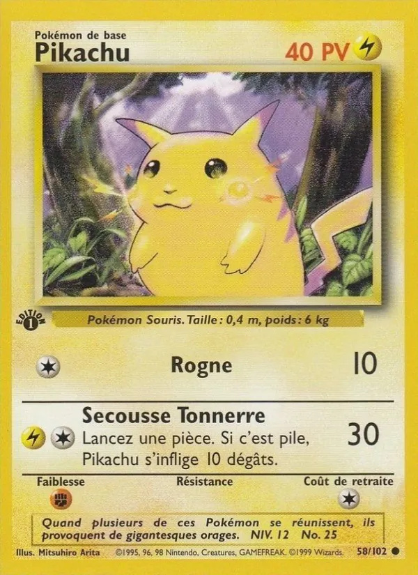 Pikachu 58/102 - Set de Base - Copyright 1999-2000 - Pokémon JCC