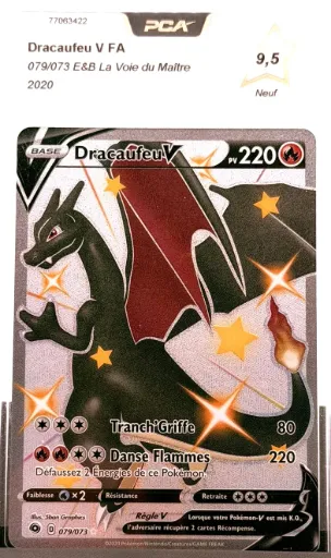 Carte Pokemon Dracaufeu V 079/073, gradee PCA 9.5