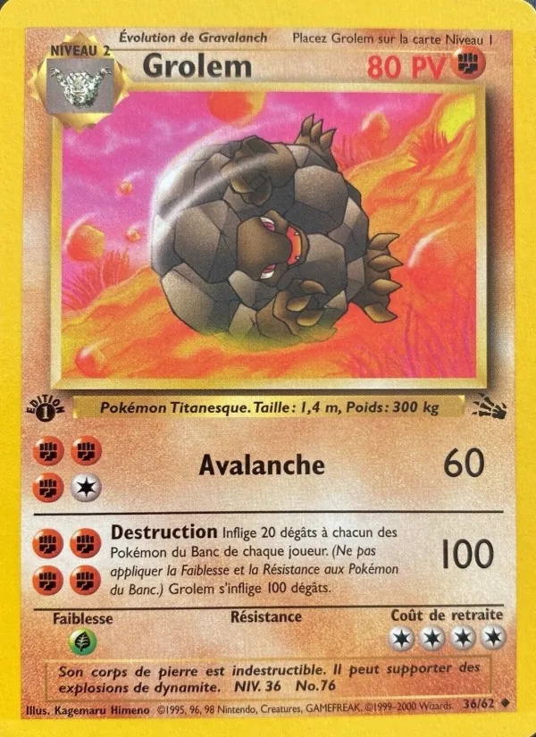 Grolem 36/62 - Fossile - Galaxie - Pokémon JCC