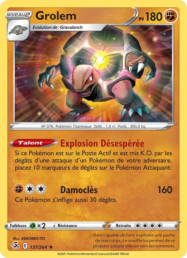 Grolem 137/264 - Poing de Fusion - Pokémon JCC