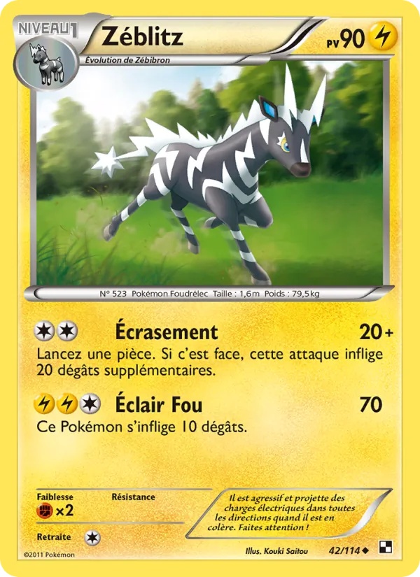 Zéblitz 42/114 - Noir & Blanc - Pokémon JCC