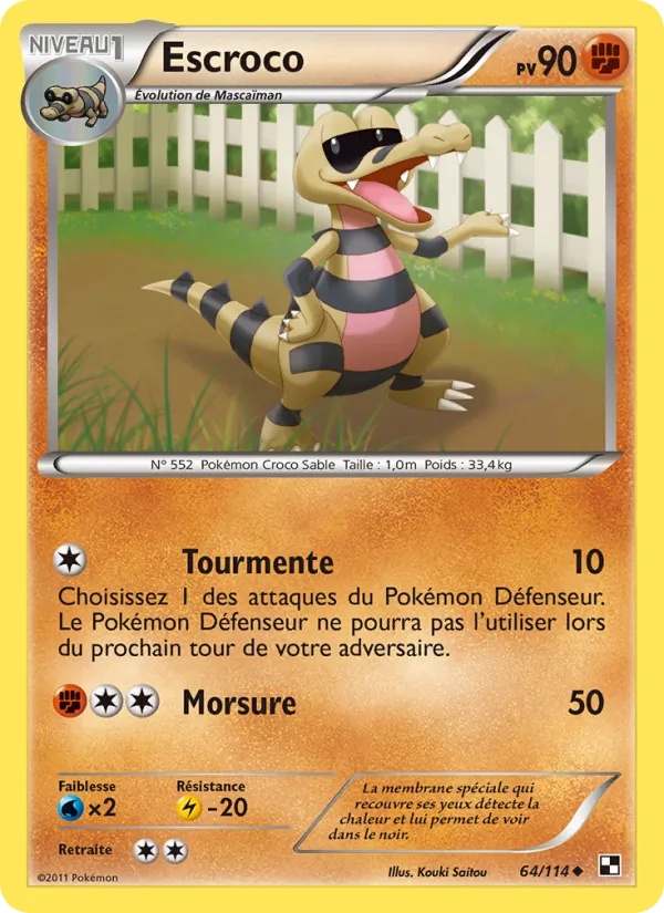 Escroco 64/114 - Noir & Blanc - Pokémon JCC