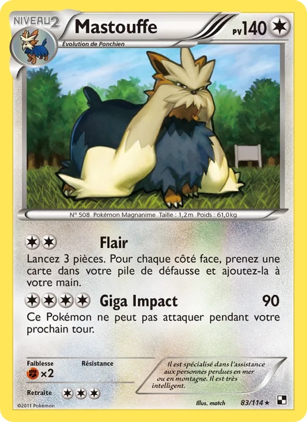 Mastouffe 83/114 - Noir & Blanc - Pokémon JCC