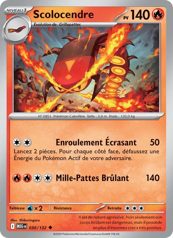 Scolocendre 030/132 - Méga-Évolution - Reverse - Pokémon JCC