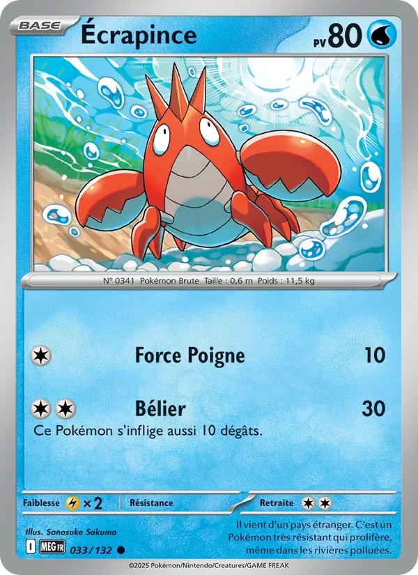 Écrapince 033/132 - Méga-Évolution - Reverse - Pokémon JCC