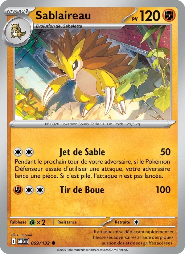 Sablaireau 069/132 - Méga-Évolution - Reverse - Pokémon JCC