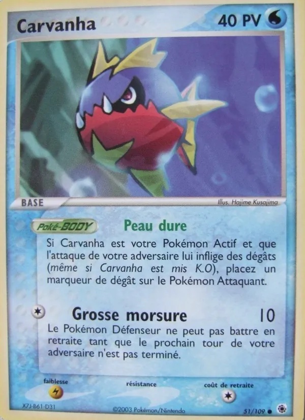 Carvanha 51/109 - EX Rubis & Saphir - Reverse - Pokémon JCC