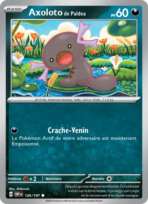 Axoloto de Paldea 126/197 - Flammes Obsidiennes - Reverse - Pokémon JCC