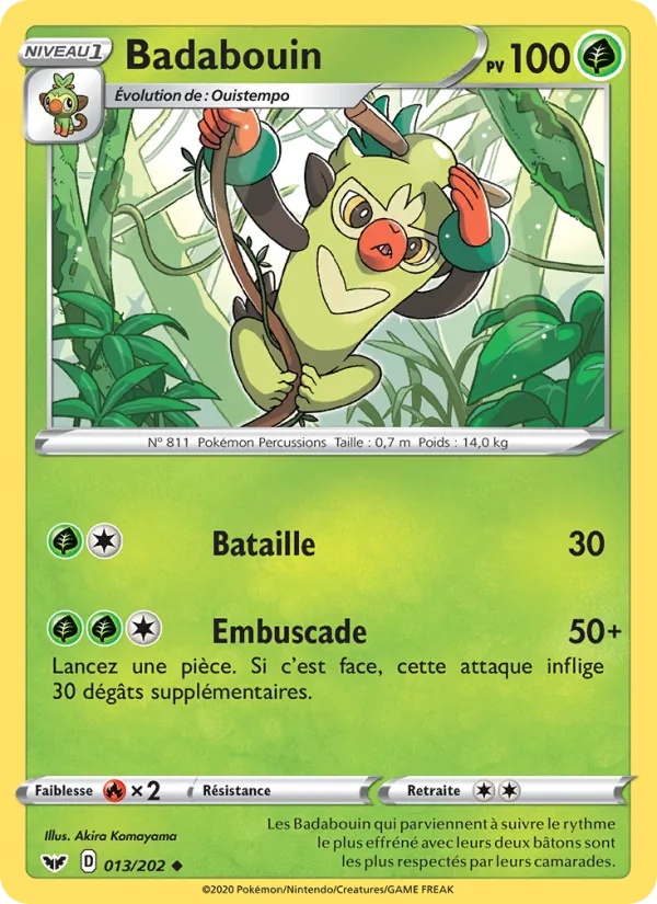 Badabouin 13/202 - Épée et Bouclier - Reverse - Pokémon JCC