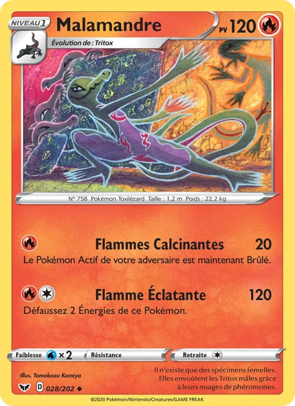 Malamandre 28/202 - Épée et Bouclier - Reverse - Pokémon JCC