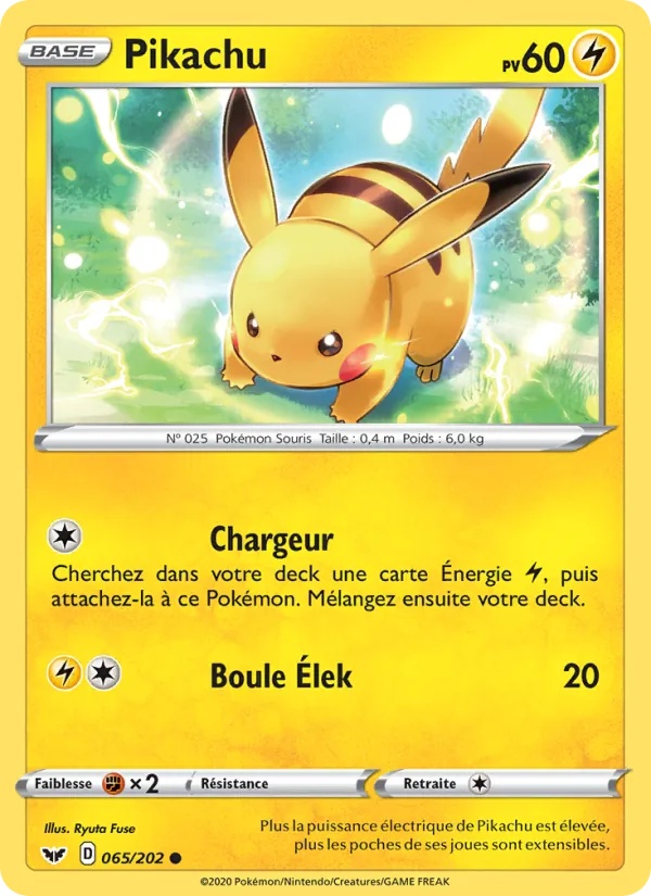 Pikachu 65/202 - Épée et Bouclier - Reverse - Pokémon JCC