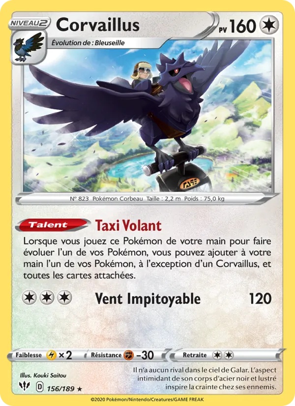 Corvaillus 156/189 - Ténèbres Embrasées - Reverse - Pokémon JCC