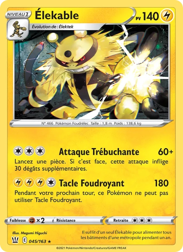 Élekable 45/163 - Styles de combat - Reverse - Pokémon JCC