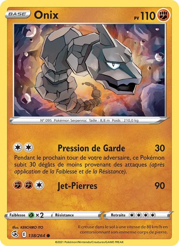 Onix 138/264 - Poing de Fusion - Reverse - Pokémon JCC