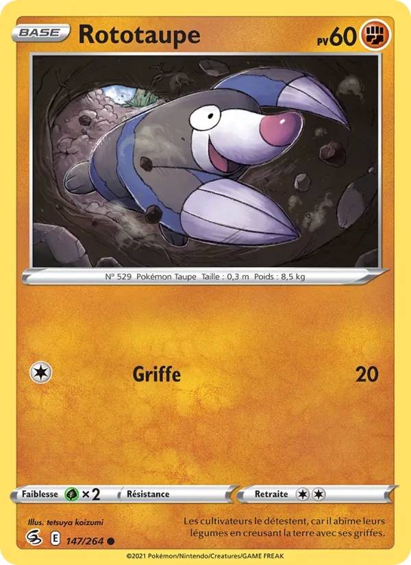 Rototaupe 147/264 - Poing de Fusion - Reverse - Pokémon JCC