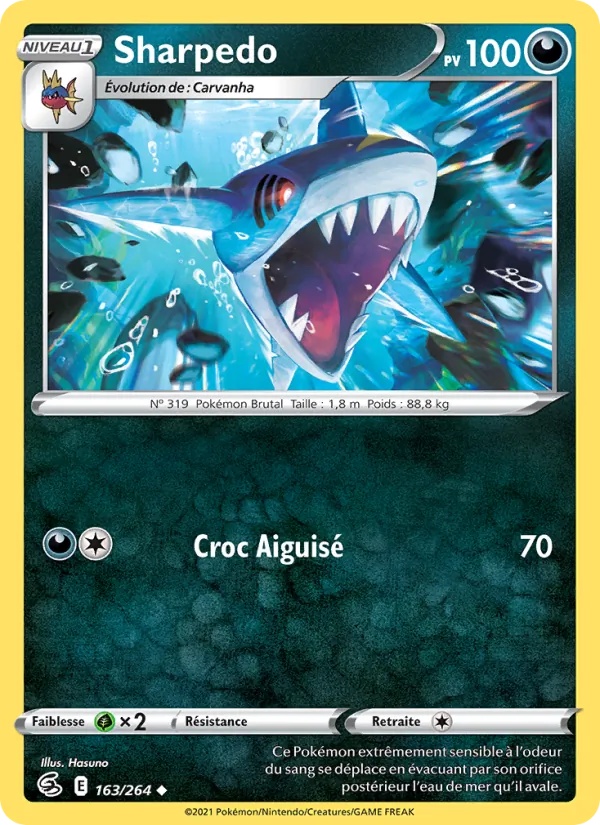 Sharpedo 163/264 - Poing de Fusion - Reverse - Pokémon JCC