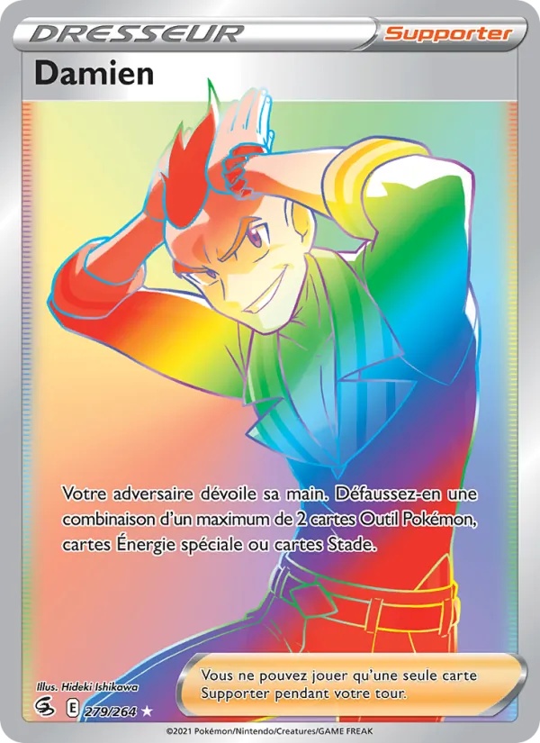 Damien 279/264 - Poing de Fusion - Holo Rainbow - Pokémon JCC