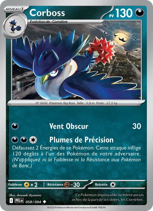 Corboss 058/94 - Flammes Fantasmagoriques - Reverse - Pokémon JCC