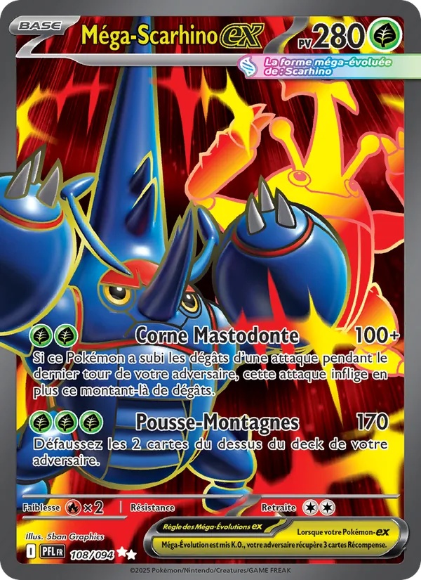 Méga-Scarhino-ex 108/94 - Flammes Fantasmagoriques - Holo - Pokémon JCC