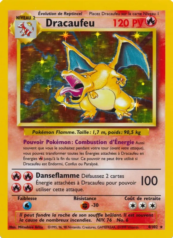 Dracaufeu 4/102 - Set de Base - Holo Sans Ombre - Pokémon JCC