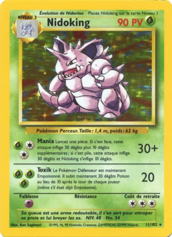 Nidoking 11/102 - Set de Base - Holo Illimité - Pokémon JCC