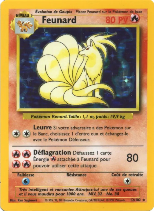 Feunard 12/102 - Set de Base - Holo Sans Ombre 1re Édition - Pokémon JCC