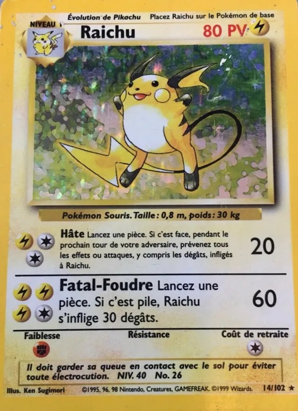 Raichu 14/102 - Set de Base - Holo Illimité - Pokémon JCC