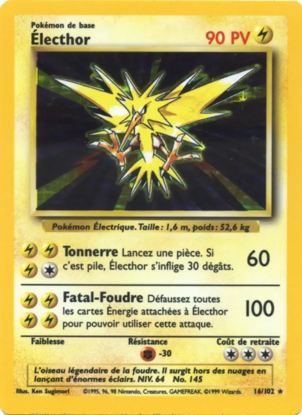 Électhor 16/102 - Set de Base - Holo Illimité - Pokémon JCC