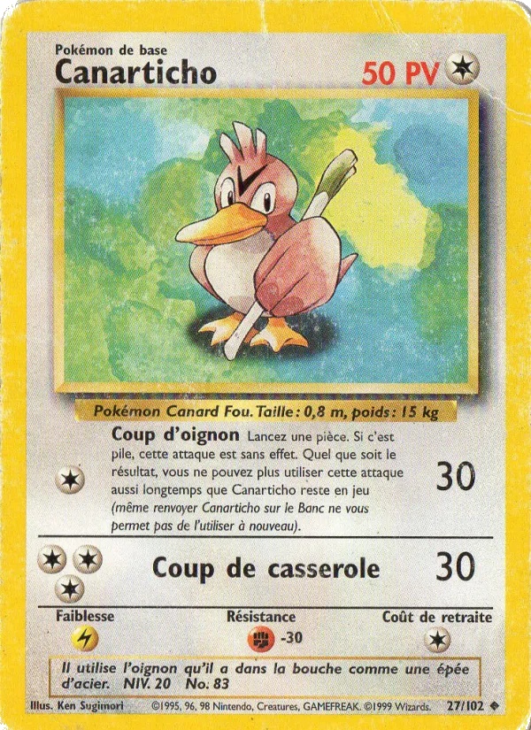 Canarticho 27/102 - Set de Base - Sans Ombre 1re Édition - Pokémon JCC