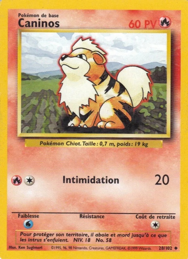 Caninos 28/102 - Set de Base - Firstedition - Pokémon JCC