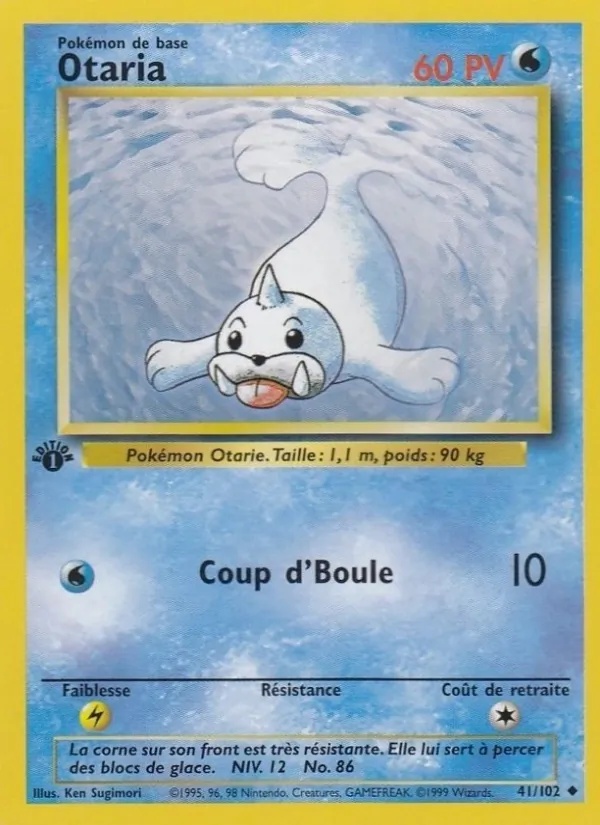 Otaria 41/102 - Set de Base - Sans Ombre 1re Édition - Pokémon JCC