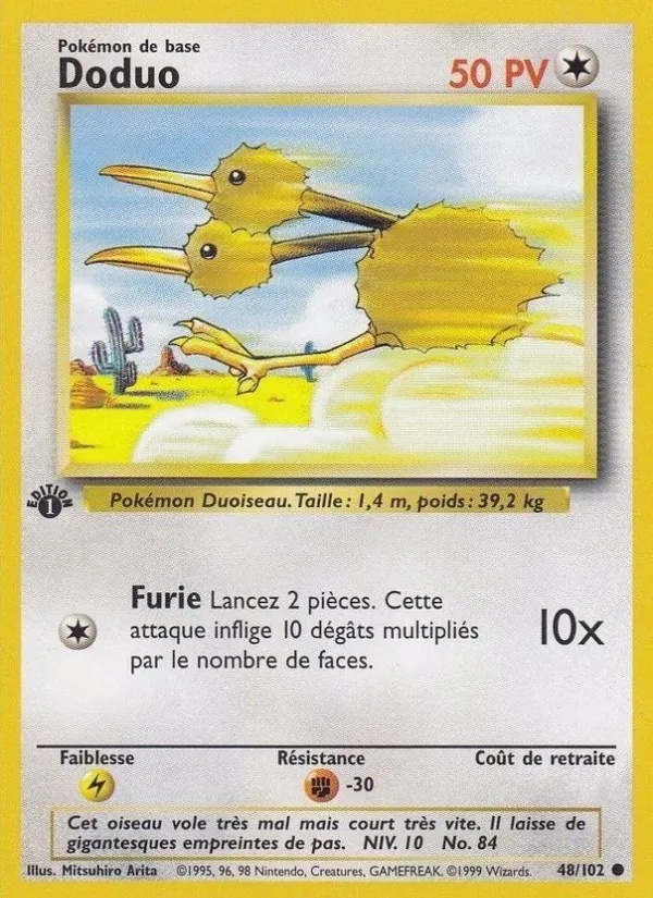 Doduo 48/102 - Set de Base - Sans Ombre 1re Édition - Pokémon JCC