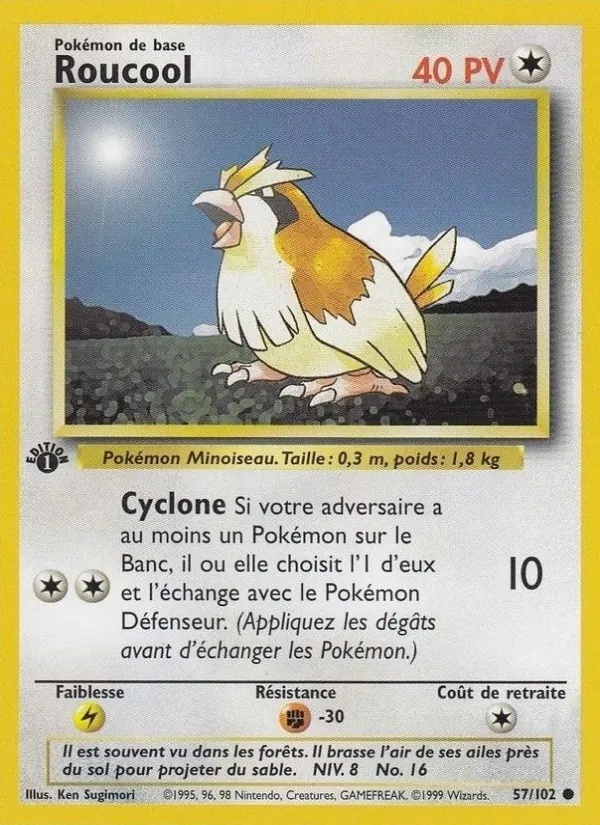Roucool 57/102 - Set de Base - Firstedition - Pokémon JCC