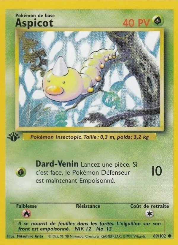 Aspicot 69/102 - Set de Base - Sans Ombre 1re Édition - Pokémon JCC