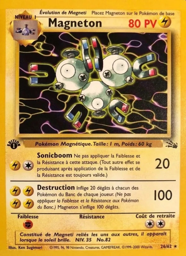 Magnéton 26/62 - Fossile - 1re Édition - Pokémon JCC