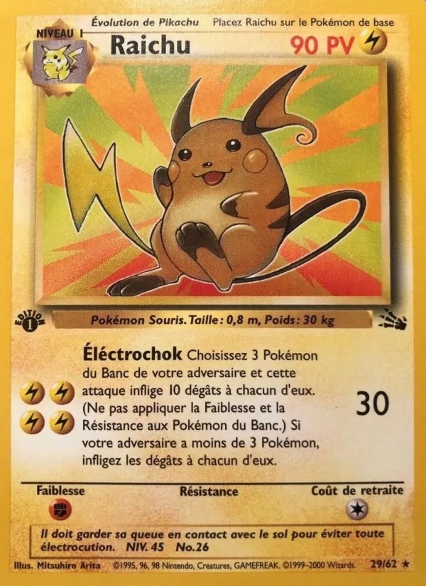 Raichu 29/62 - Fossile - 1re Édition - Pokémon JCC