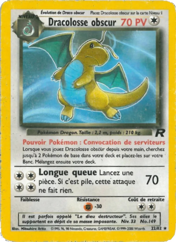 Dracolosse obscur 22/82 - Team Rocket - 1re Édition - Pokémon JCC