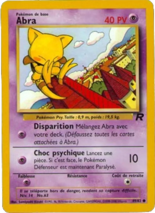 Abra 49/82 - Team Rocket - 1re Édition - Pokémon JCC