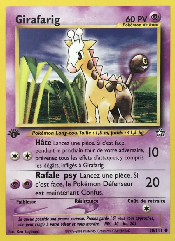 Girafarig 58/111 - Neo Genesis - 1re Édition - Pokémon JCC