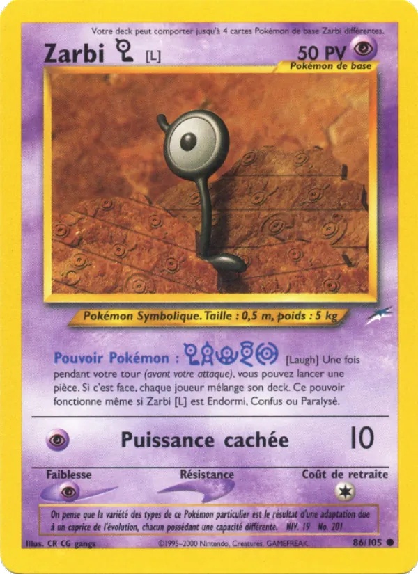 Zarbi L 86/105 - Neo Destiny - 1re Édition - Pokémon JCC