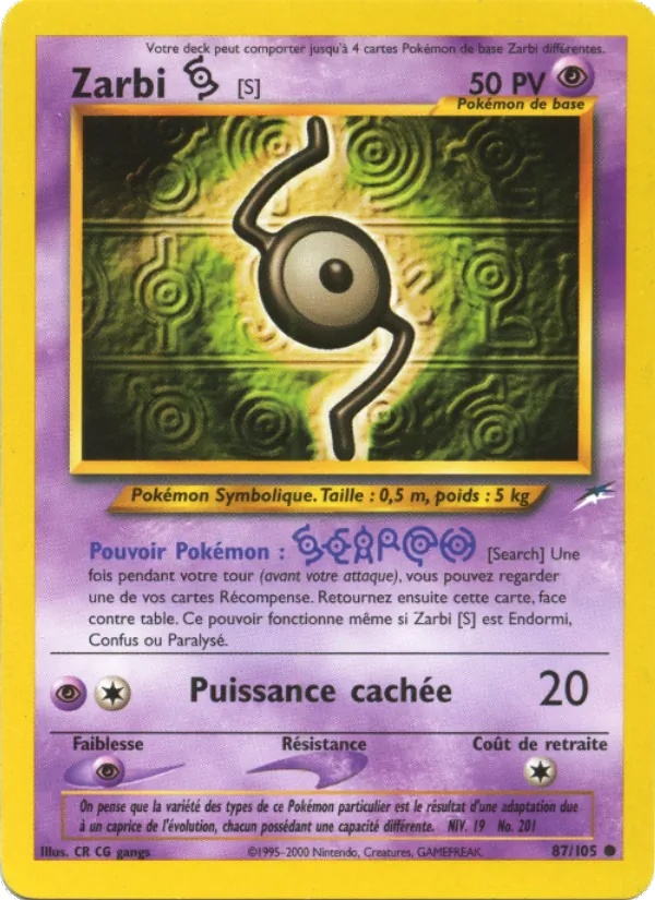 Zarbi S 87/105 - Neo Destiny - 1re Édition - Pokémon JCC